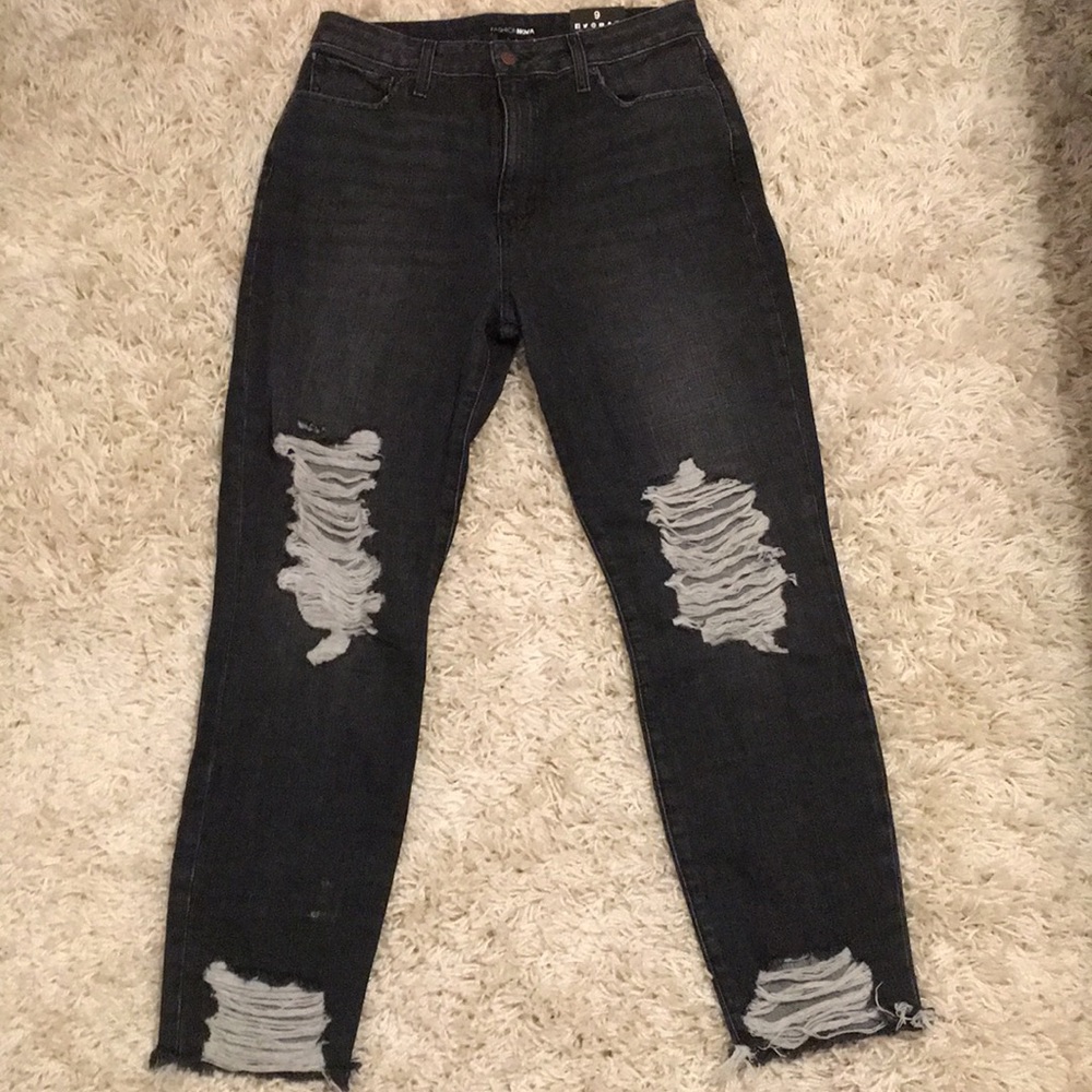 Distressed black high waisted skinny jeans